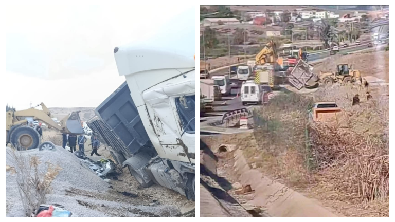 فـ ـاجـعـة بطريق حكامة ضواحي طنجة.. شاحنة محملة بالحصى تـ ـسـحـق سيارة خفيفة بمنعرج خـ ـطيـر