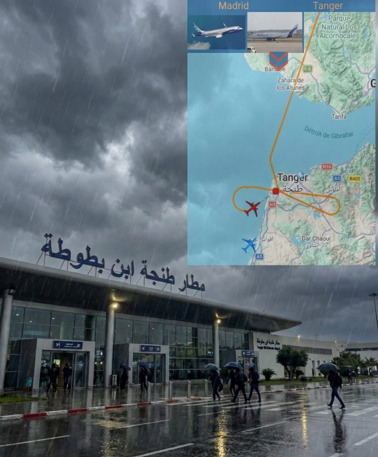 طائرة شحن عاجزة عن الهبوط بمطار ابن بطوطة بسبب الرياح القوية
