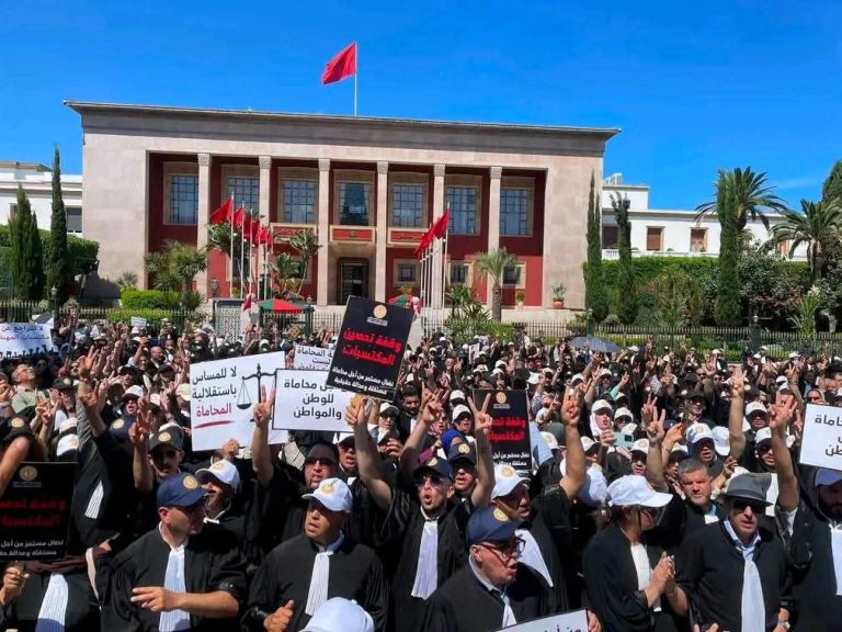 المحامون يحتجون أمام البرلمان رفضا لمشروع القانون المنظم للمهنة