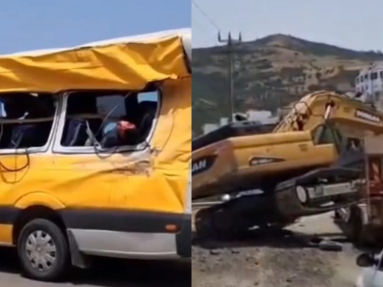 سقوط جرافة من شاحنة يخلف إصابات متفاوتة بين تطوان وواد لاو